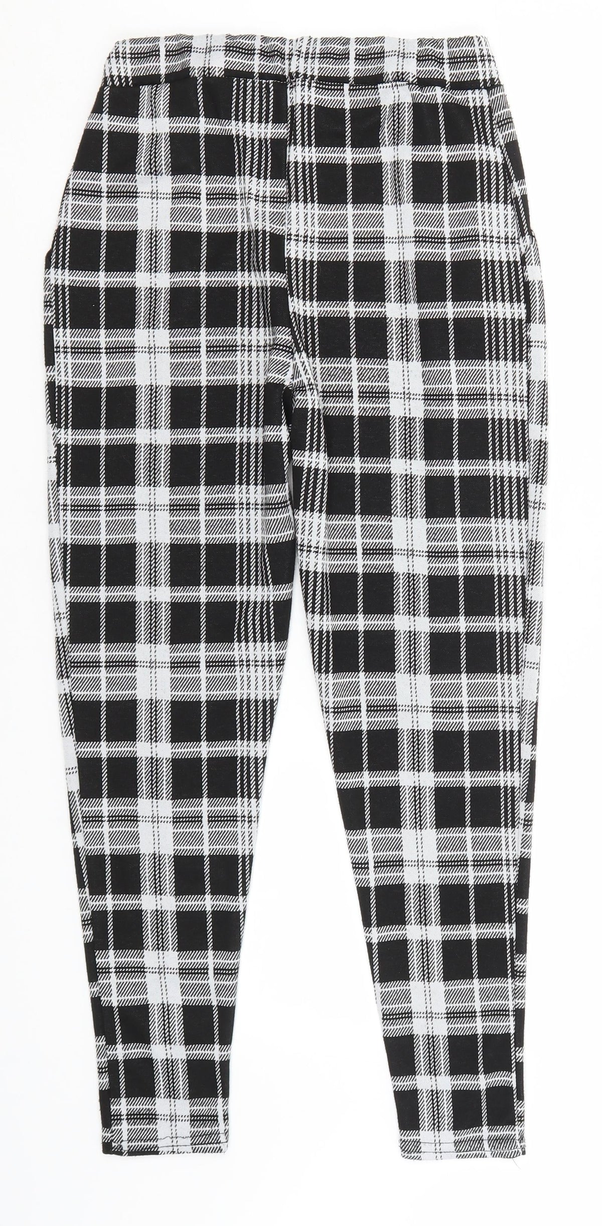 Quiz Womens Black Check Polyester Trousers  Size 8 L26 in Regular