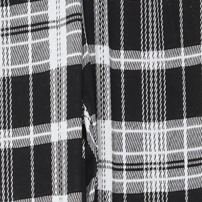 Quiz Womens Black Check Polyester Trousers  Size 8 L26 in Regular