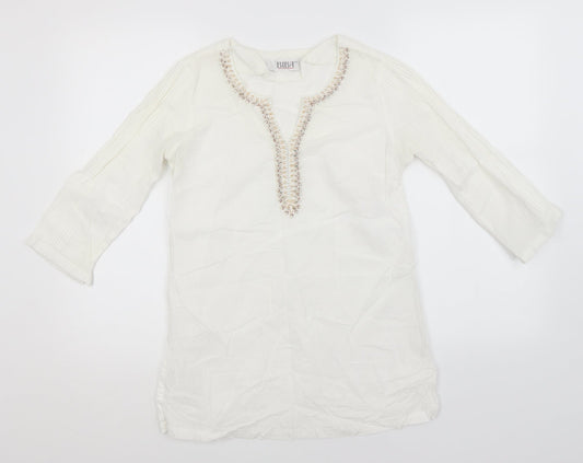 BiBA Womens White   Basic Blouse Size 6 Round Neck