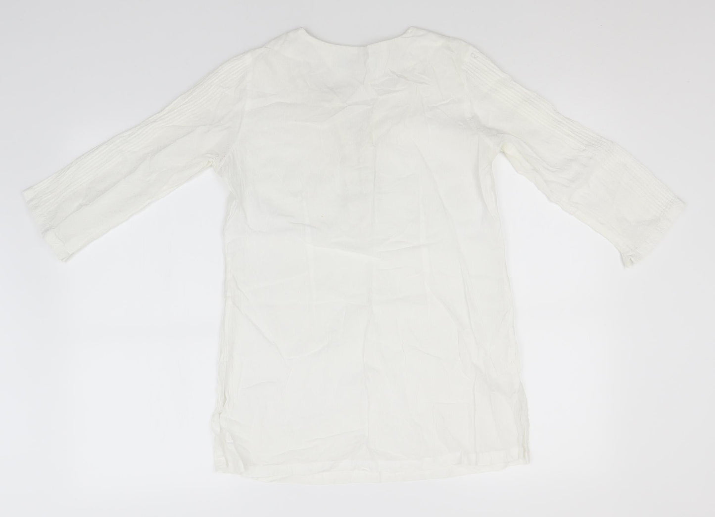 BiBA Womens White   Basic Blouse Size 6 Round Neck