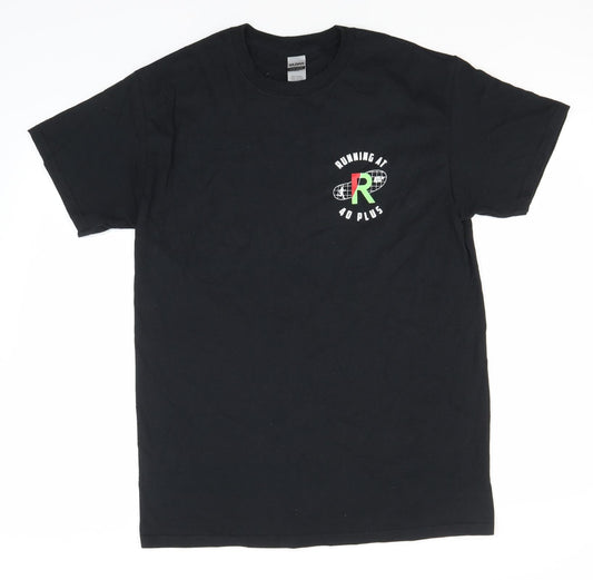 Gildan Mens Black  Cotton  T-Shirt Size M Round Neck