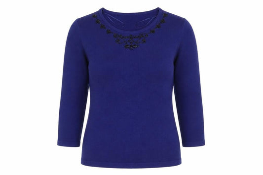 Bonmarché Womens Purple Round Neck Acrylic Pullover Jumper Size M
