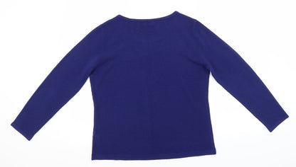 Bonmarché Womens Purple Round Neck Acrylic Pullover Jumper Size M