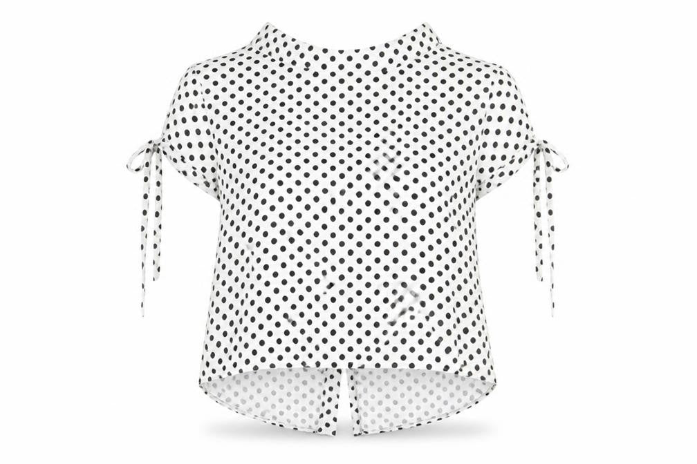 Zara Womens White Polka Dot Cotton Basic Button-Up Size S Round Neck