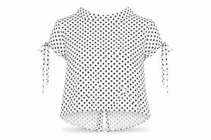 Zara Womens White Polka Dot Cotton Basic Button-Up Size S Round Neck