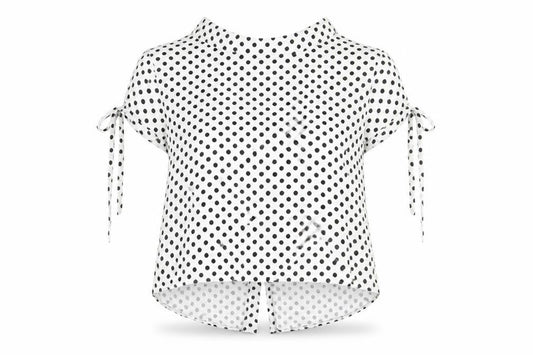 Zara Womens White Polka Dot Cotton Basic Button-Up Size S Round Neck