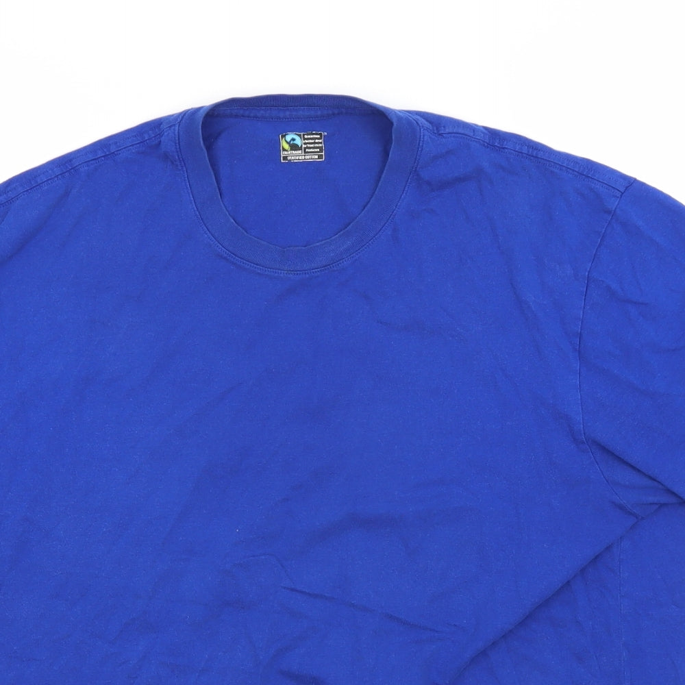 Marks and Spencer Womens Blue  Cotton Basic T-Shirt Size L Round Neck