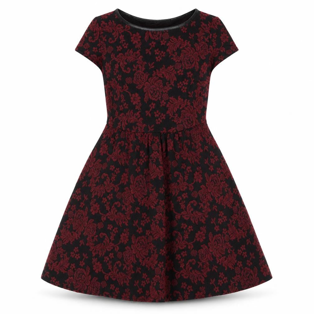 New Look Womens Red Floral Polyester A-Line  Size 10  Round Neck
