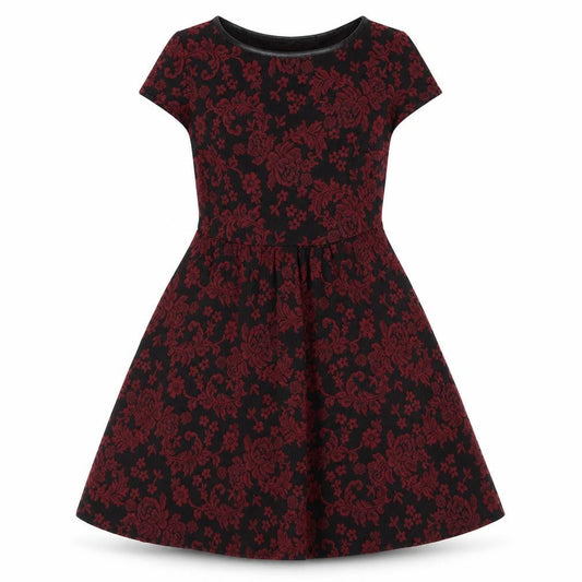 New Look Womens Red Floral Polyester A-Line  Size 10  Round Neck