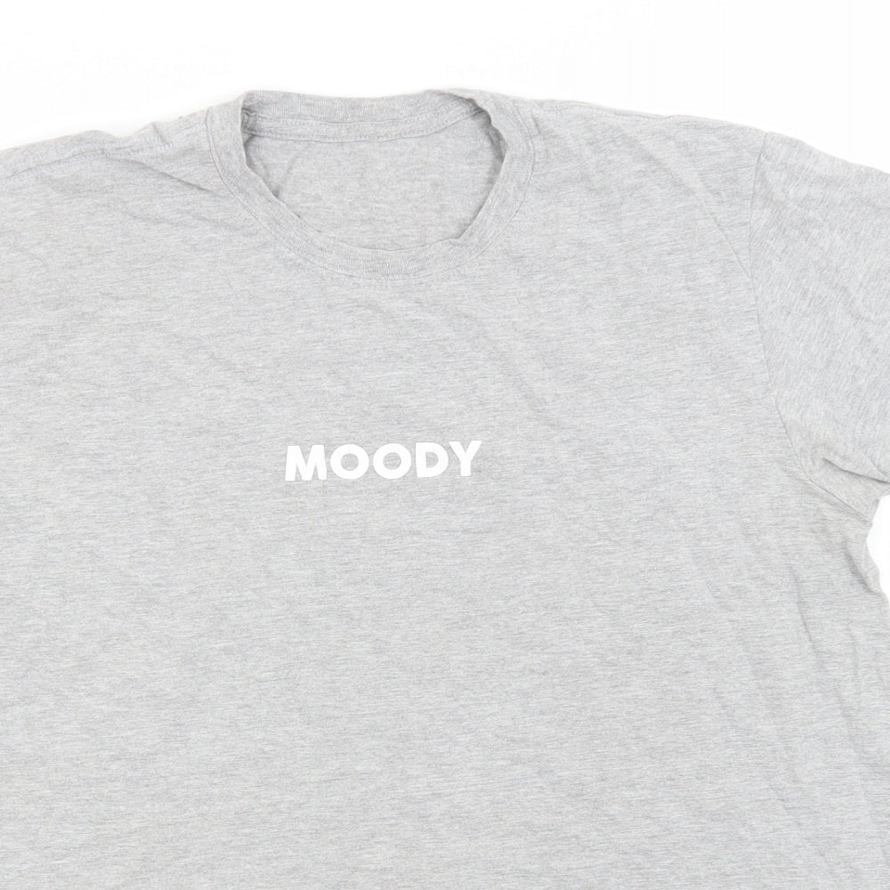 Preworn Mens Grey    T-Shirt  Round Neck  - Moody