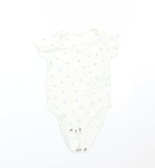 M&S Boys White Geometric Cotton Babygrow One-Piece Size 3-6 Months