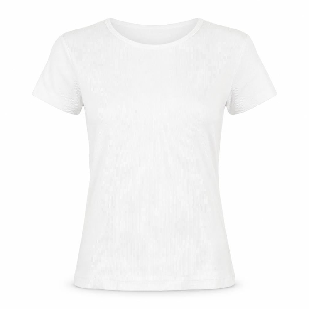 Preworn Womens White Striped  Basic T-Shirt Size 14 Crew Neck