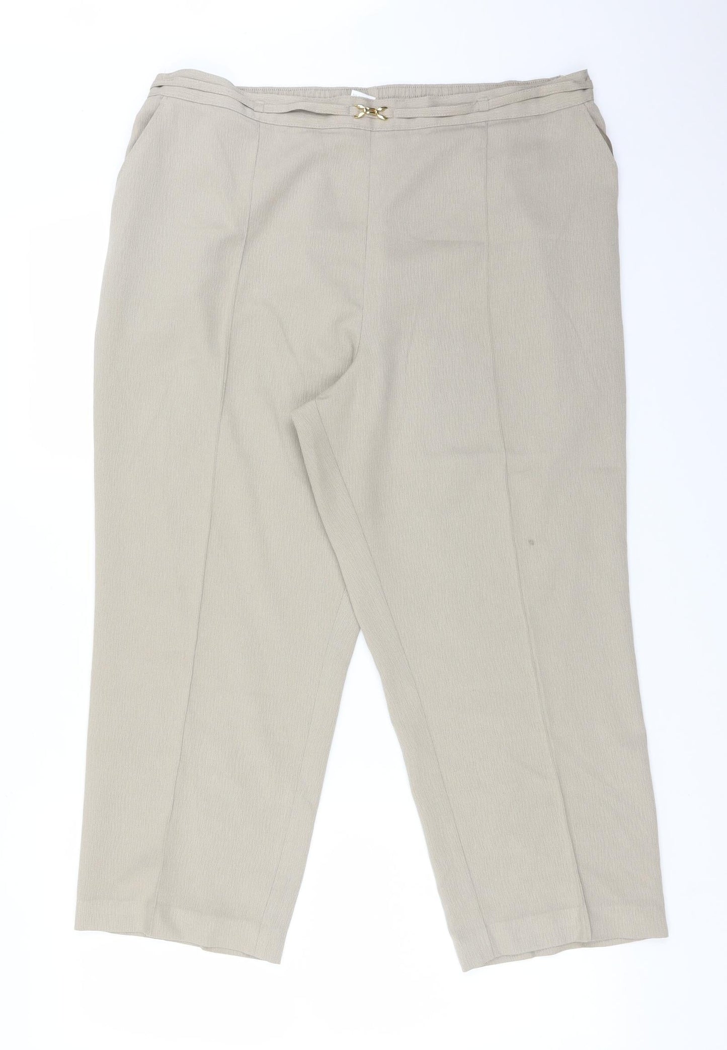 M&S Womens Beige  Polyester Trousers  Size 16 L24 in Regular