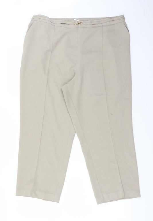 M&S Womens Beige  Polyester Trousers  Size 16 L24 in Regular