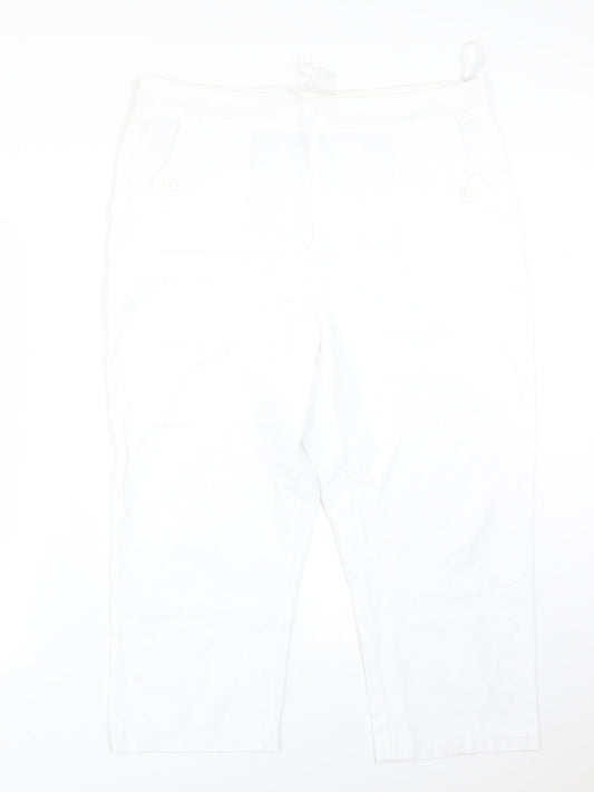 ISLE Womens White  Cotton Trousers  Size 16 L21 in Regular