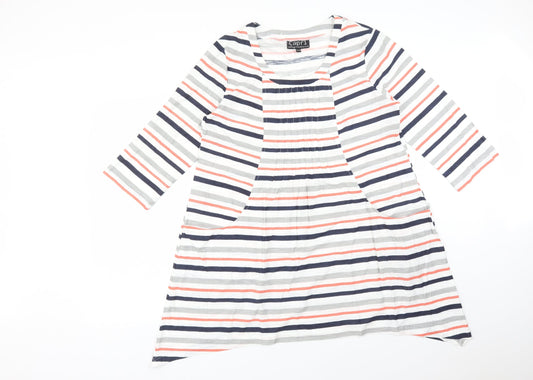 Capri Womens Multicoloured Striped  Basic T-Shirt Size M Scoop Neck
