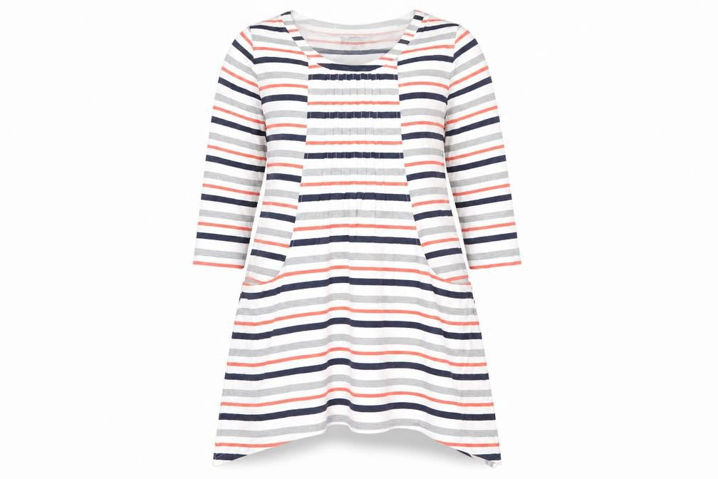 Capri Womens Multicoloured Striped  Basic T-Shirt Size M Scoop Neck