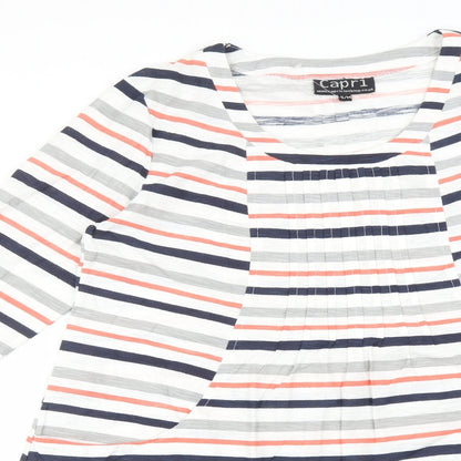 Capri Womens Multicoloured Striped  Basic T-Shirt Size M Scoop Neck