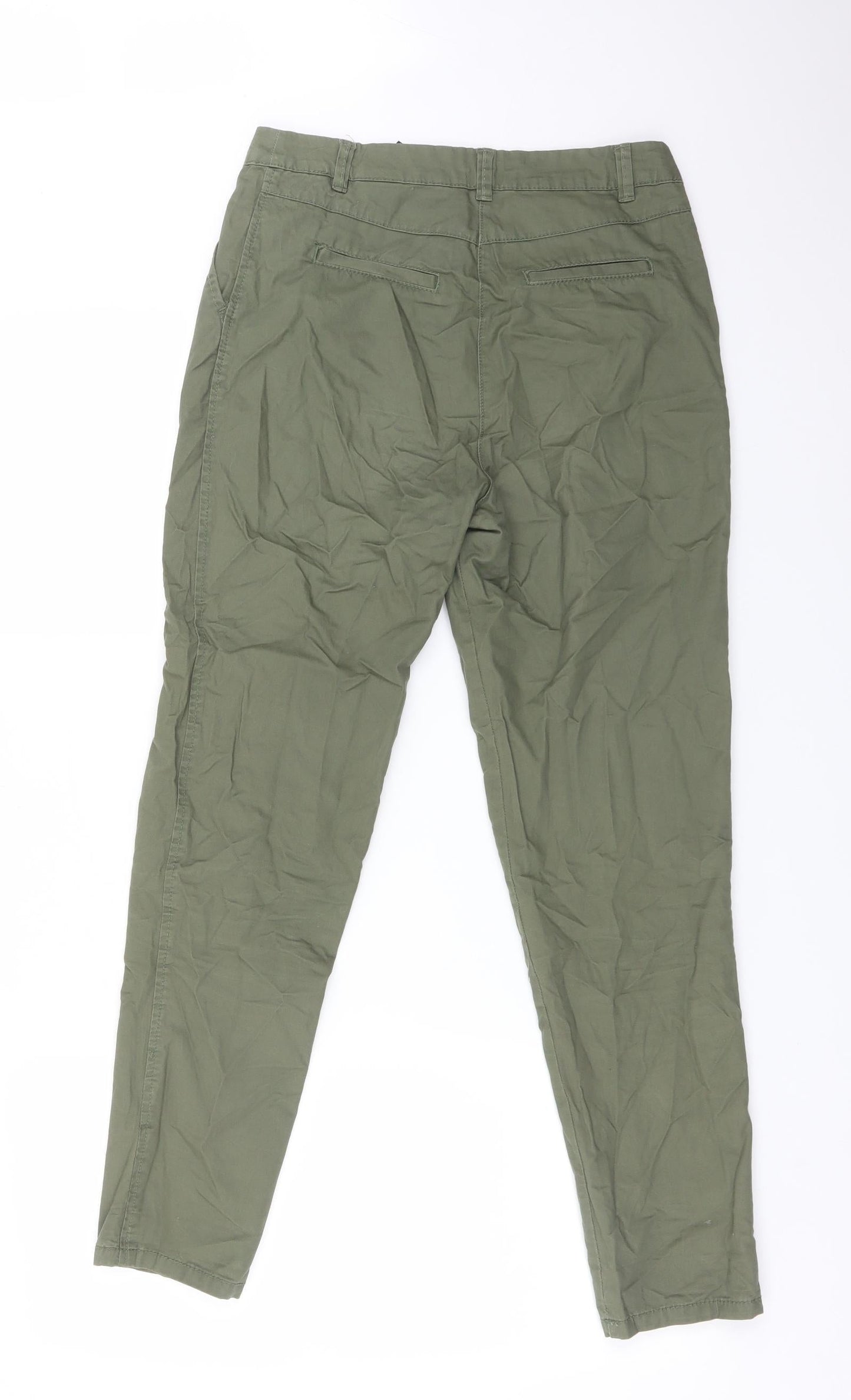 H&M Womens Green  Cotton Chino Trousers Size 4 L28 in Regular