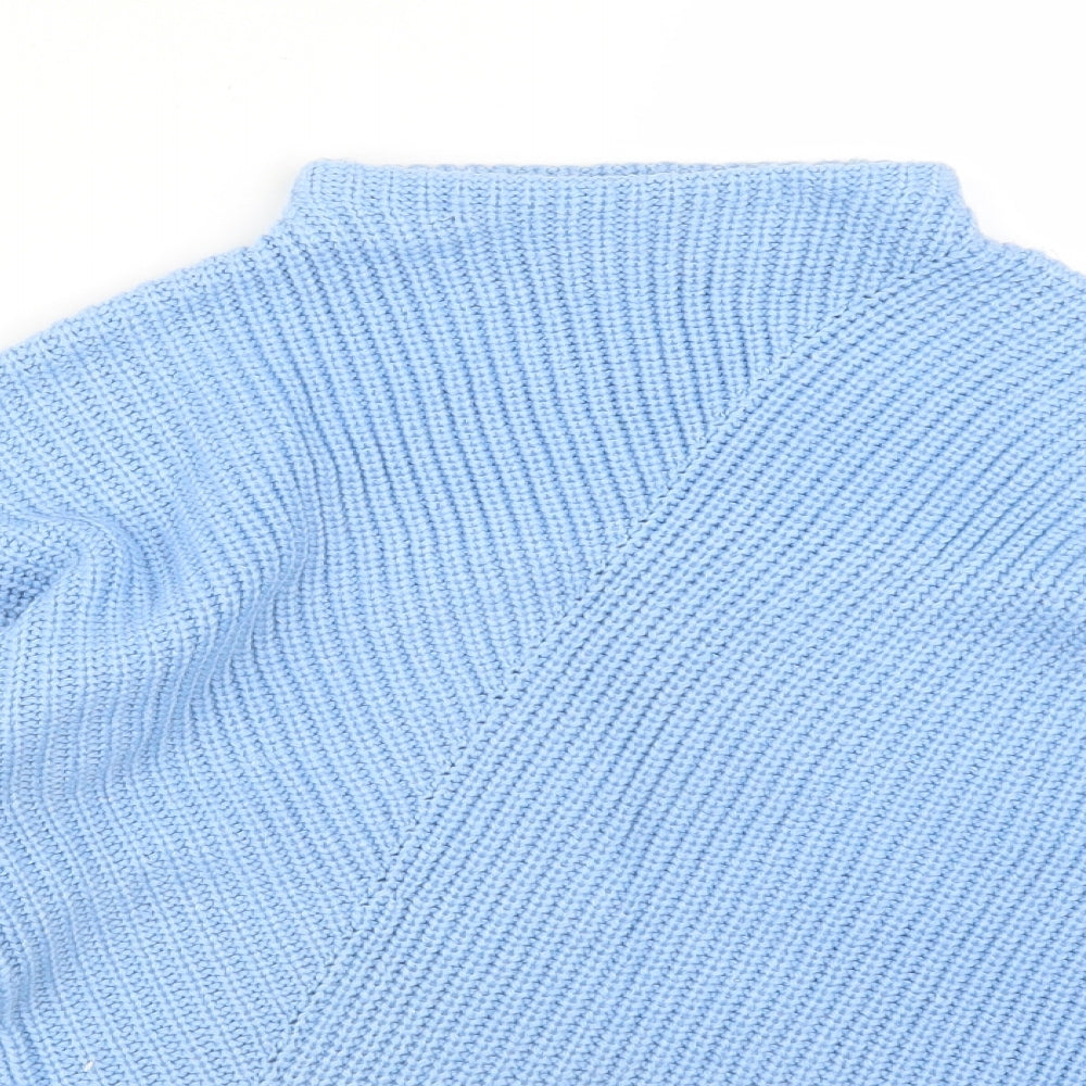 Dorothy Perkins Womens Blue Mock Neck  Acrylic Pullover Jumper Size 8