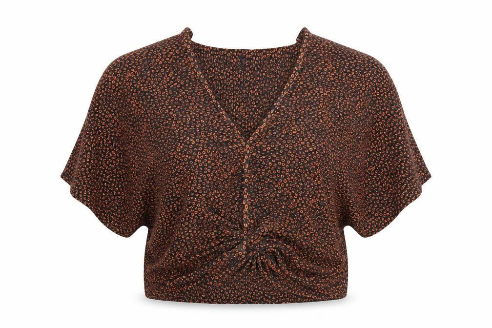 Marks & Spencer Womens Multicoloured Animal Print Polyester Basic T-Shirt Size 14 V-Neck