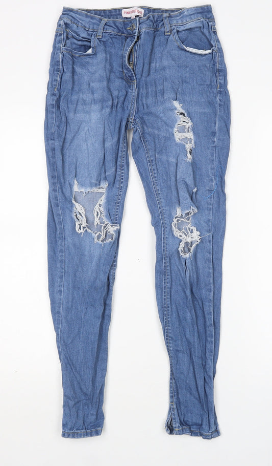 Pink Boutique Womens Blue  Cotton Skinny Jeans Size 10 L28 in Regular