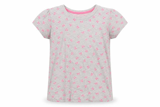 Young Dimension Girls Grey Floral Cotton Basic T-Shirt Size 7-8 Years Round Neck