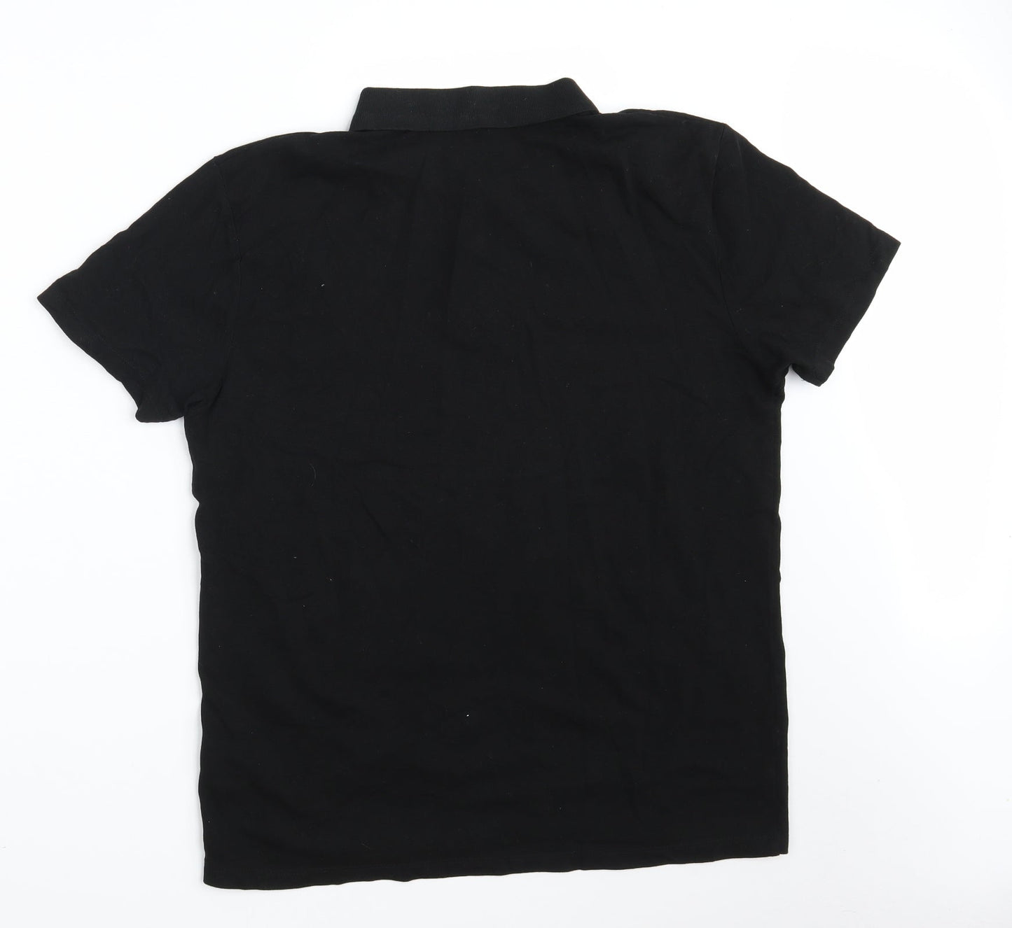 Peacocks Mens Black  100% Cotton  Polo Size L Collared Button