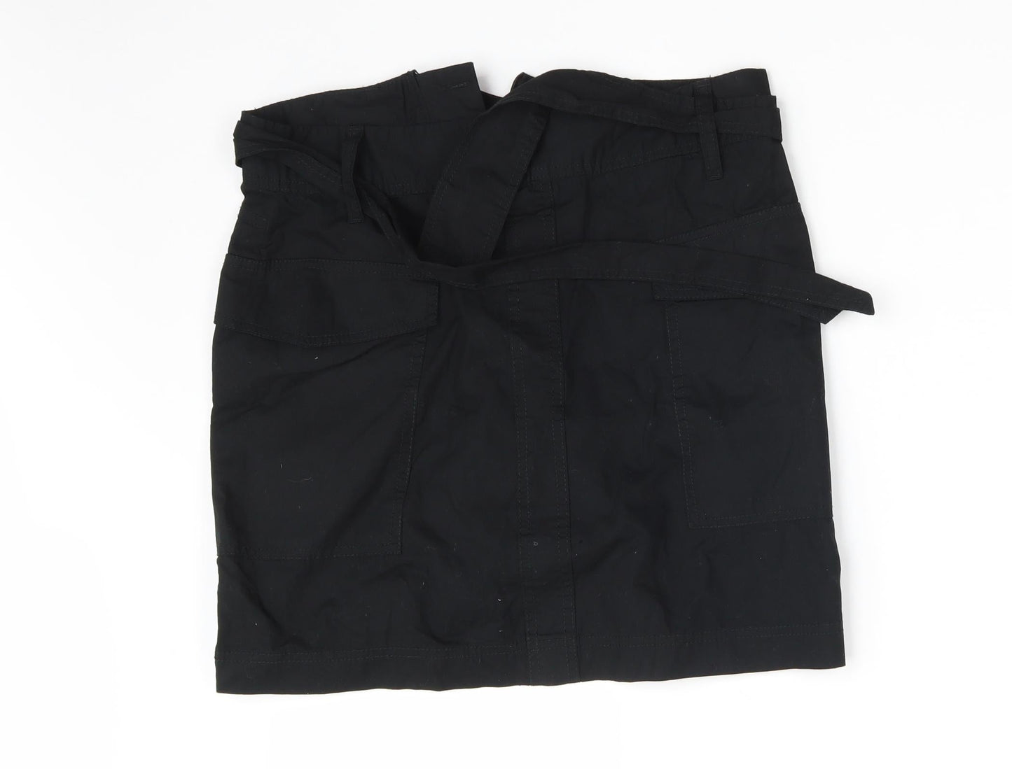 George Womens Black  Cotton Mini Skirt Size 10   Zip