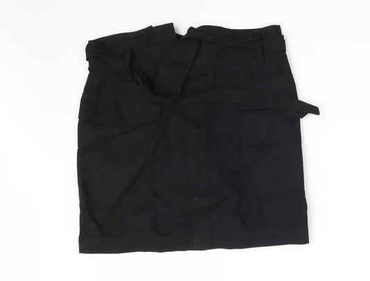 George Womens Black  Cotton Mini Skirt Size 10   Zip