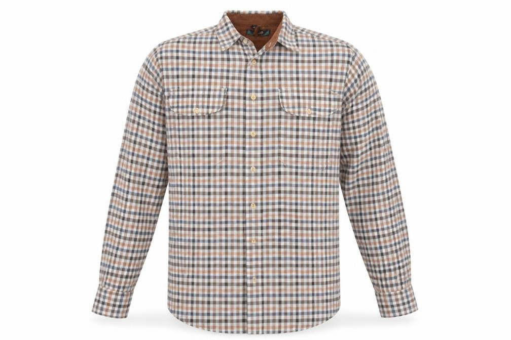 Bonari Mens Brown Plaid Cotton Blend  Button-Up Size M Collared