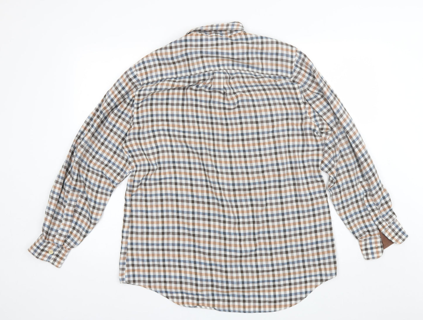 Bonari Mens Brown Plaid Cotton Blend  Button-Up Size M Collared