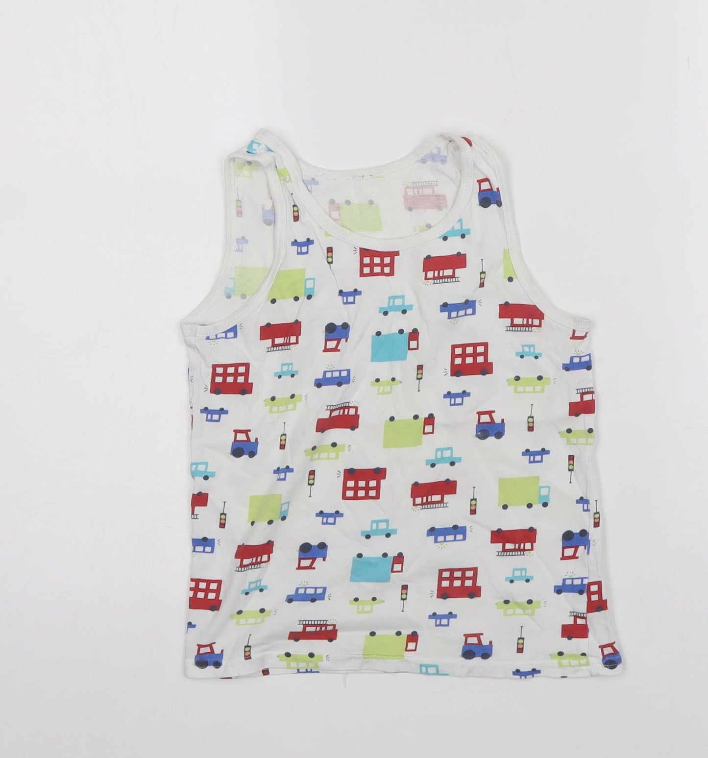 George Boys White  Cotton Basic Tank Size 7-8 Years Round Neck