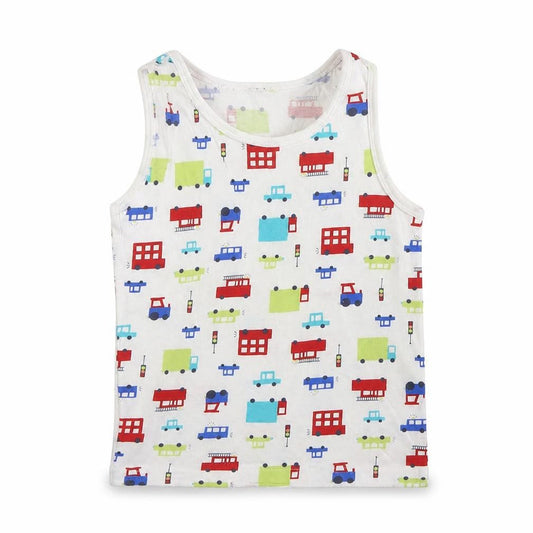 George Boys White  Cotton Basic Tank Size 7-8 Years Round Neck