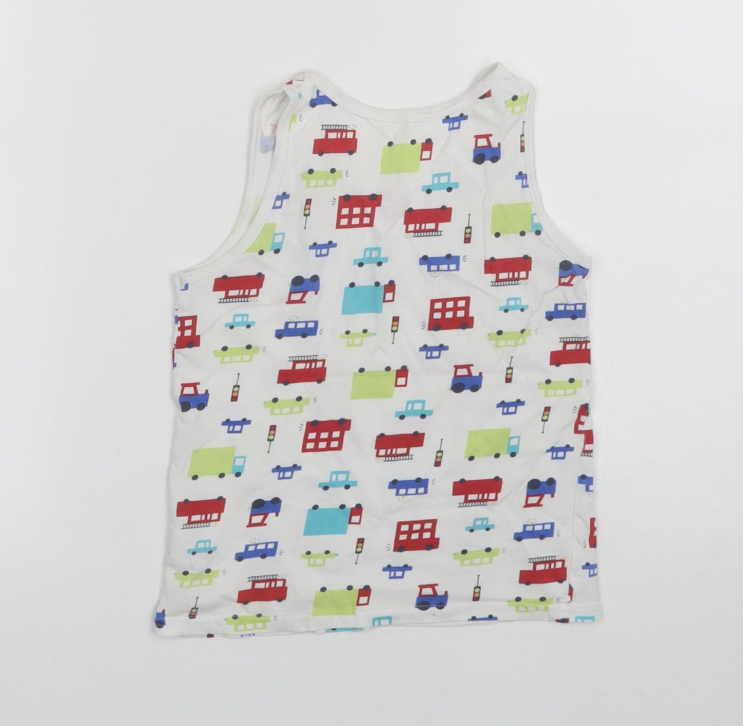 George Boys White  Cotton Basic Tank Size 7-8 Years Round Neck
