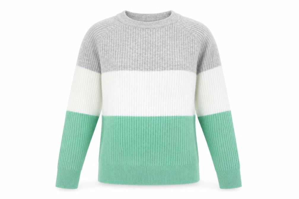 Papaya Womens Green Round Neck Striped Acrylic Pullover Jumper Size S