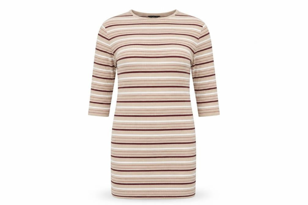 F&F Womens Brown Striped Polyester Bodycon  Size 16  Round Neck