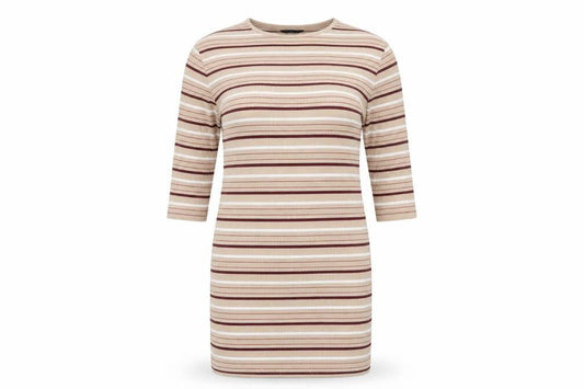 F&F Womens Brown Striped Polyester Bodycon  Size 16  Round Neck