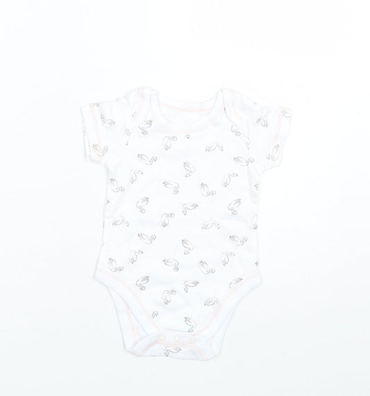 Lily & Dan Baby White  Cotton Romper One-Piece Size 6-9 Months   - Swans