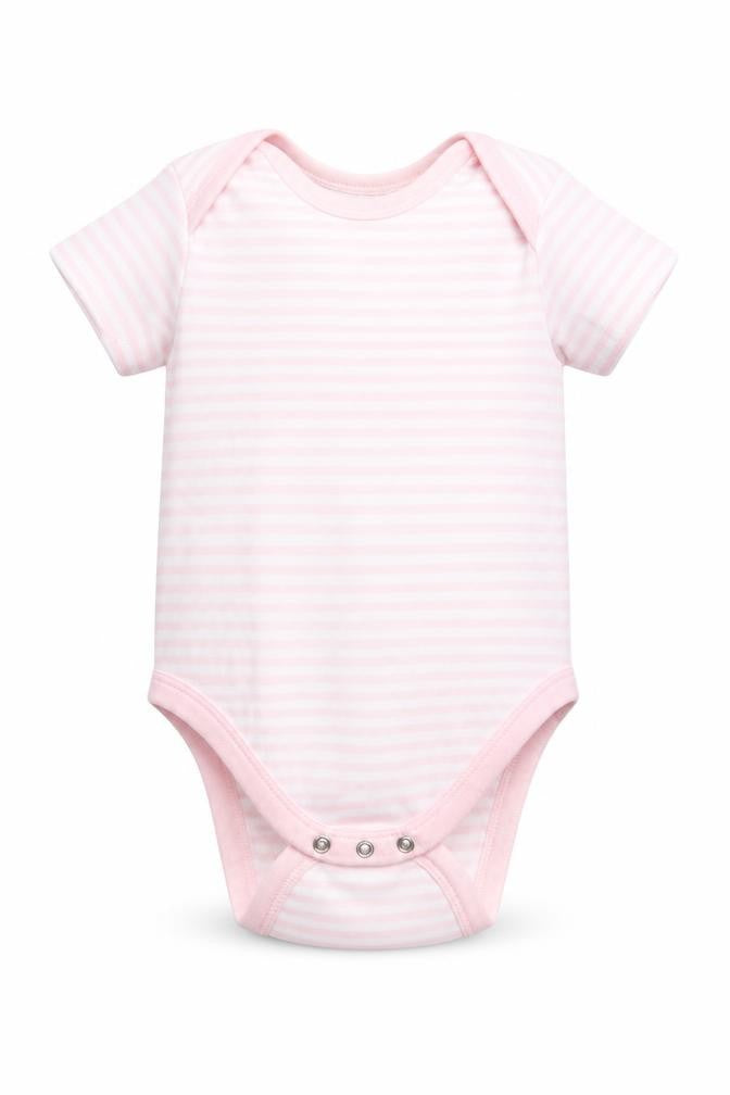 Pure Baby Baby Pink Striped Cotton Romper One-Piece Size 3-6 Months