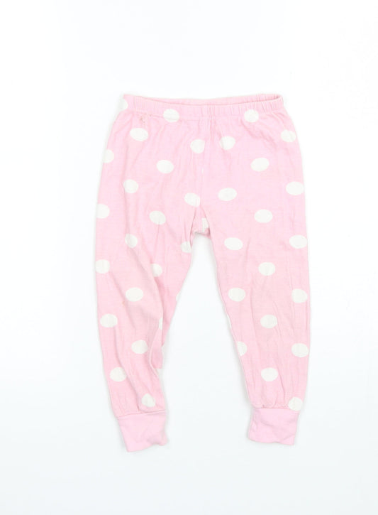Preworn Girls Pink Polka Dot Cotton  Pyjama Pants Size 2-3 Years