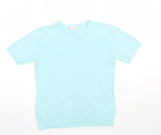 BHS Womens Blue  Acrylic Basic T-Shirt Size 12 Round Neck