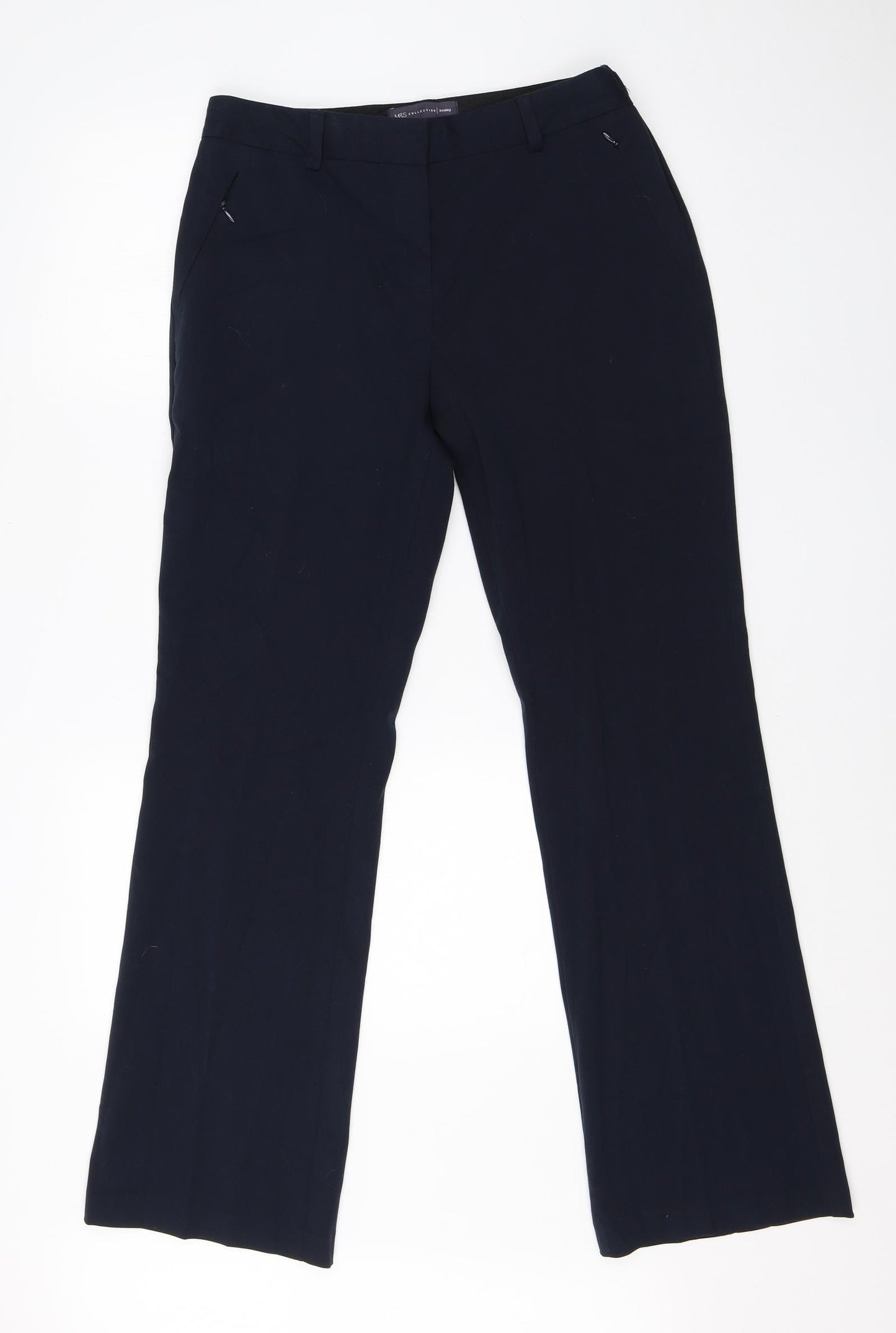 M&S Womens Blue  Viscose Dress Pants Trousers Size 10 L28 in Regular