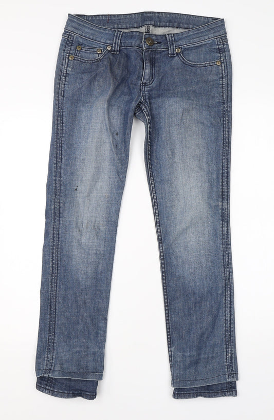 Preworn Womens Blue  Cotton Straight Jeans Size 38 in L26 in Regular