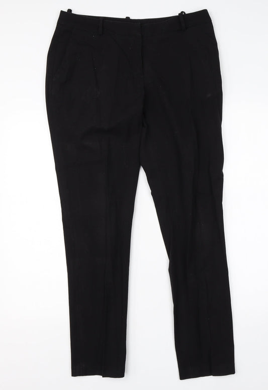 H&M Womens Black  Viscose Dress Pants Trousers Size 10 L28 in Regular