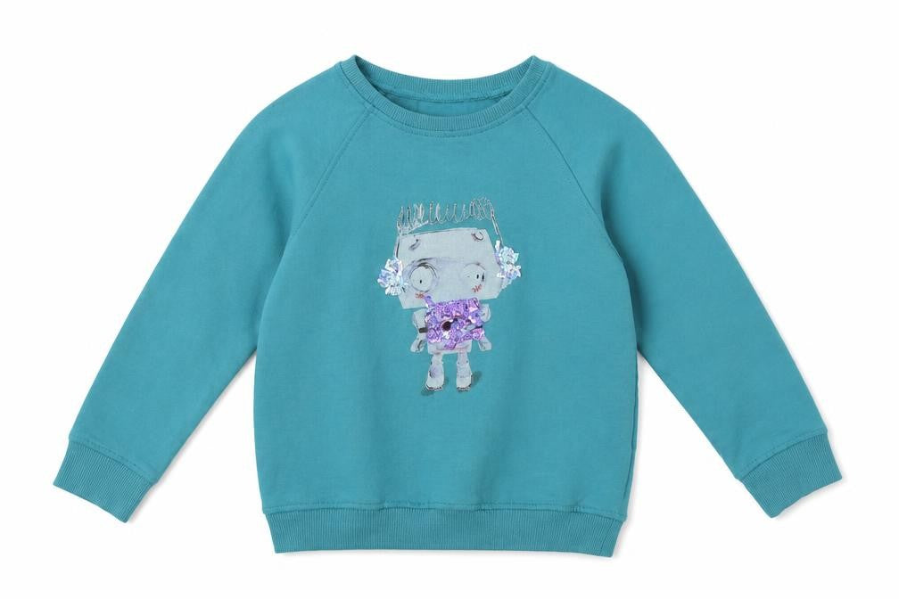 Nrxt Girls Green  Cotton Pullover Sweatshirt Size 6 Years