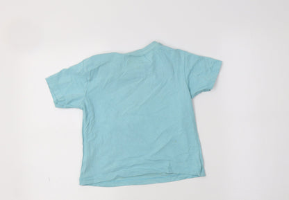 Preloved Blue Zoo  Boys Blue  Cotton Basic T-Shirt Size 4-5 Years Crew Neck  - Lizard - Back