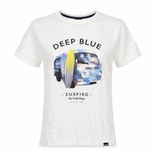 Springfield Womens White  Cotton Basic T-Shirt Size XS Crew Neck - Deep Blue