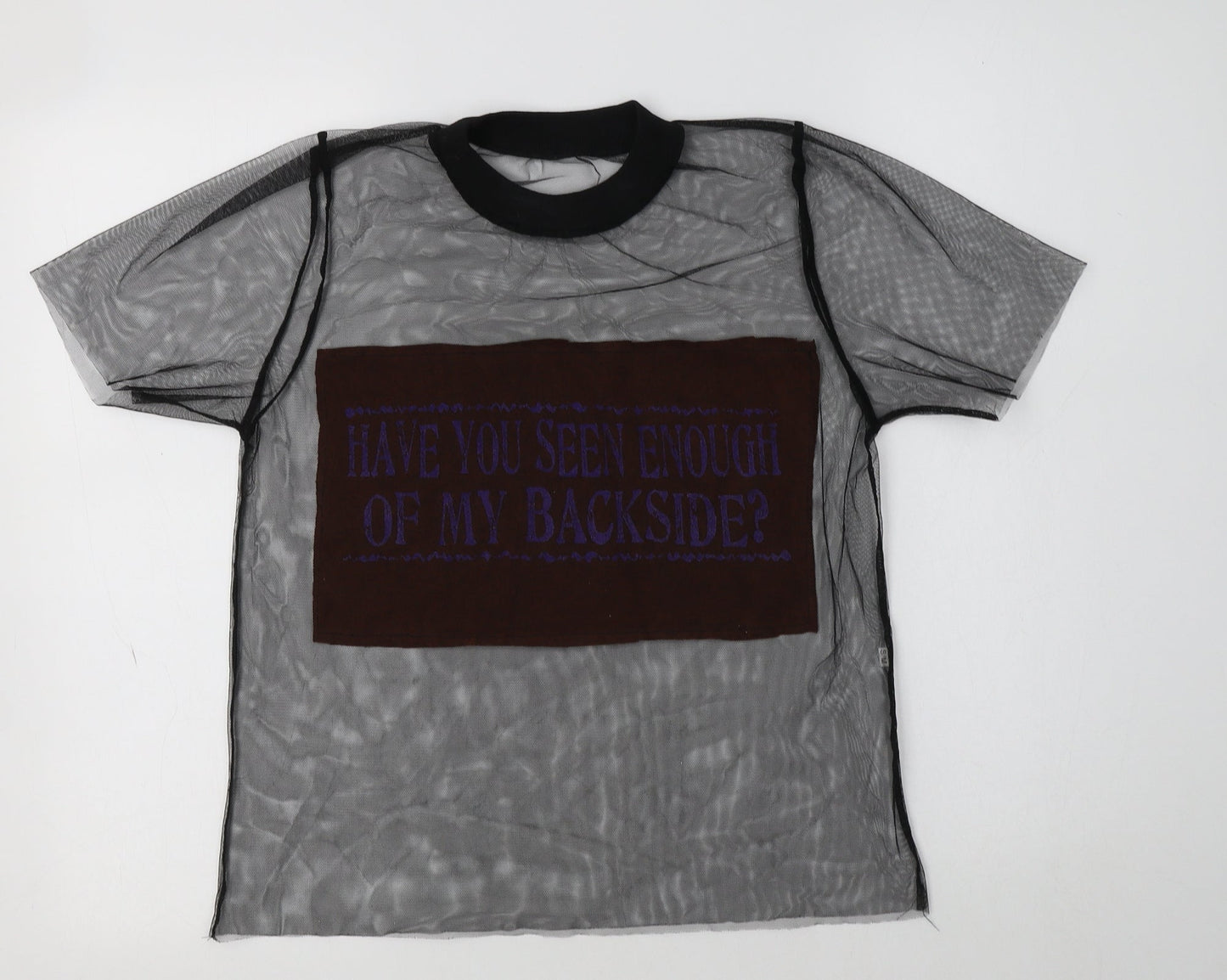 Preworn Womens Black  Polyester Basic T-Shirt Size S Crew Neck