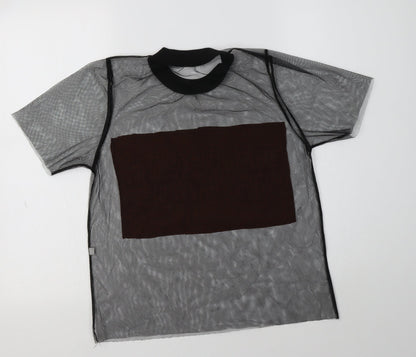 Preworn Womens Black  Polyester Basic T-Shirt Size S Crew Neck